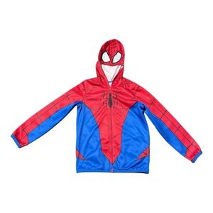 Marvel Spider-Man Hoodie Boys 7 Red Blue Zip Up Costume Fleece Jumping Beans